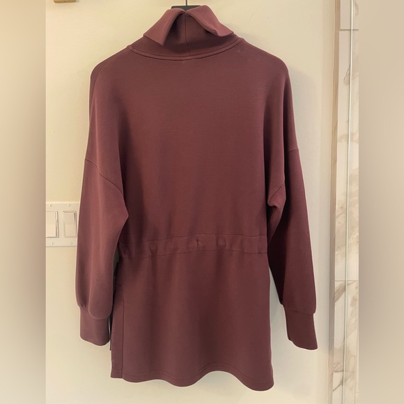 Varley Freya High Neck Sweatshirt with Drawcord in deep mahogany - Picture 4 of 4